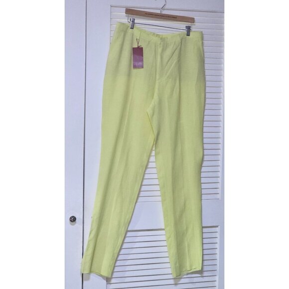 NWT Burberry London Men's Light Yellow 100% Linen Trousers Pants Size 48 2777 - Picture 1 of 13